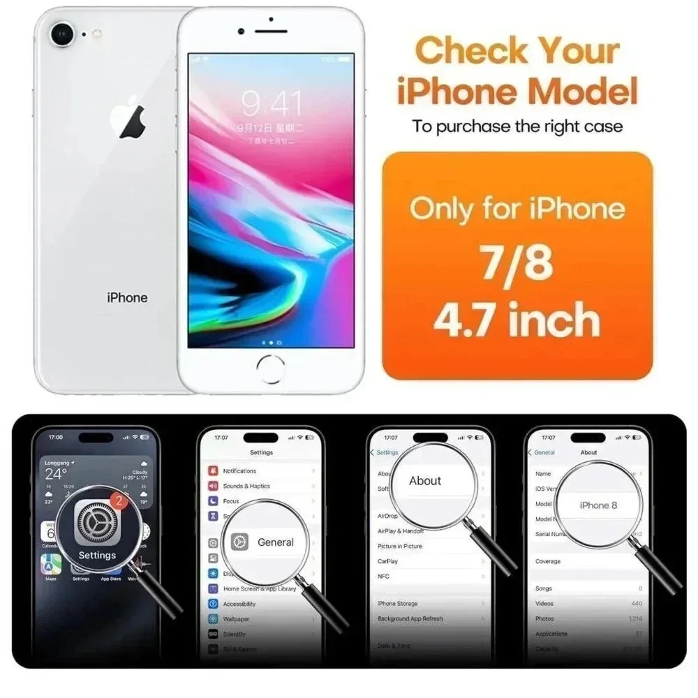 iPhone 7/8 Case Impact Strong Gun Metal Color Slim‎ Protection Retro Heavy Duty